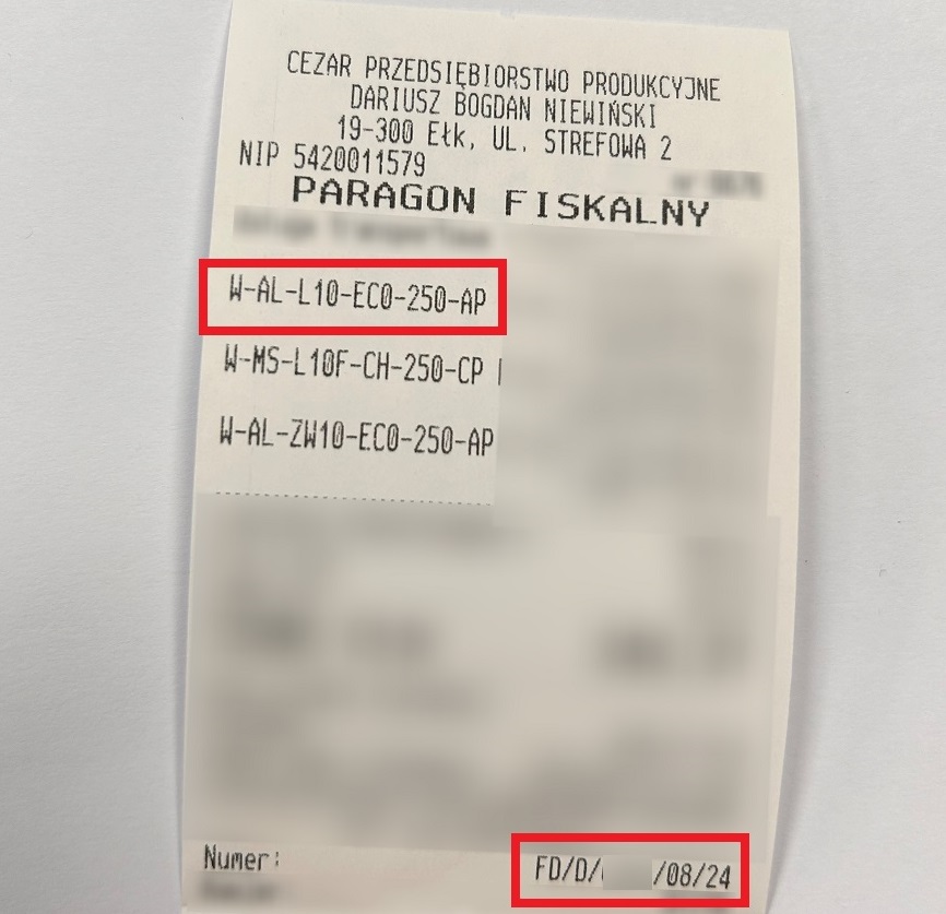 Screen showing receipt with login credentials highlighted for verification.